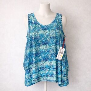 NWT Ruby Rd. Blue Sleeveless Layered Top Size Medium Casual Layered Summer Chic